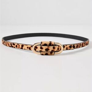 Anthropologie Blake Skinny Belt Animal Print Gold Oval Buckle SIZE SMALL NEW